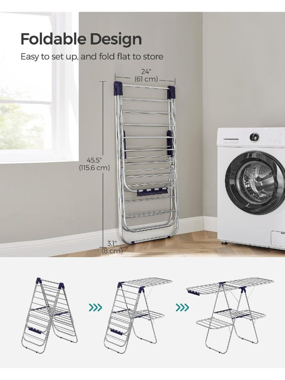 New Clothes Drying Rack, Foldable 2-Level Stee Laundry Drying Rack - Picture 8 of 9